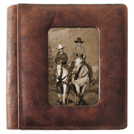 Leather Frame-Front 2-up Fold-out Album